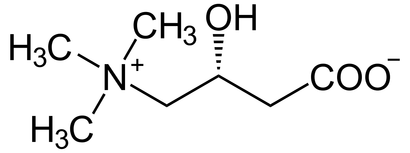 Fórmula estrutural da L-carnitina.