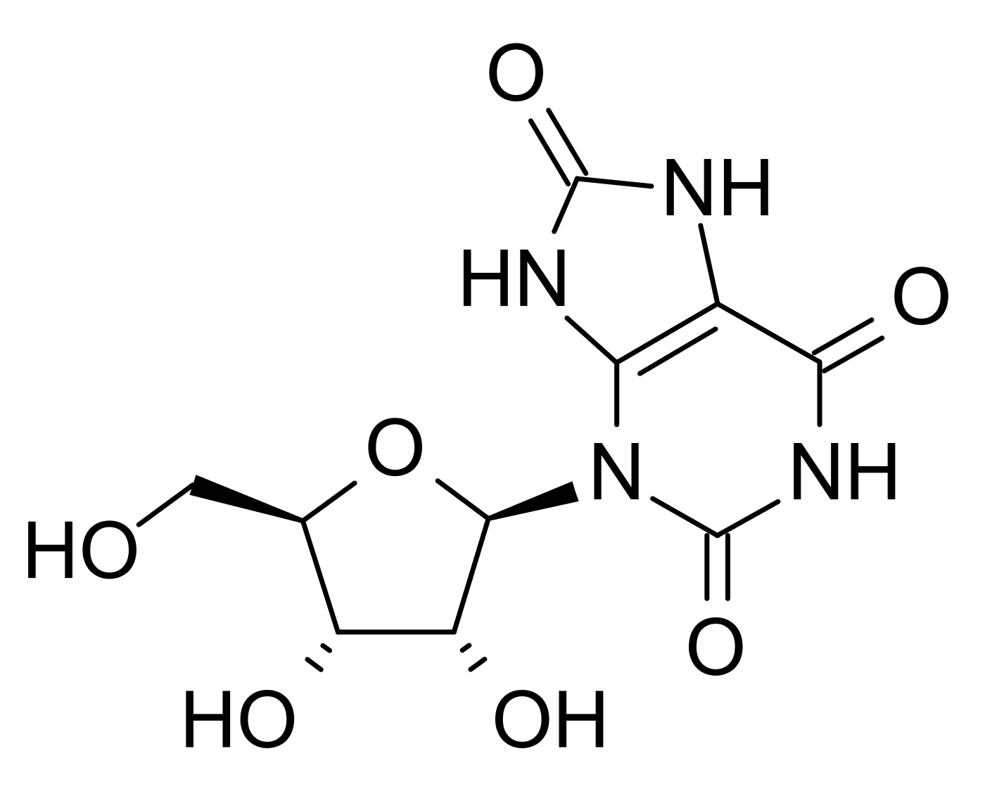 Fórmula estrutural de um derivado do ácido úrico.