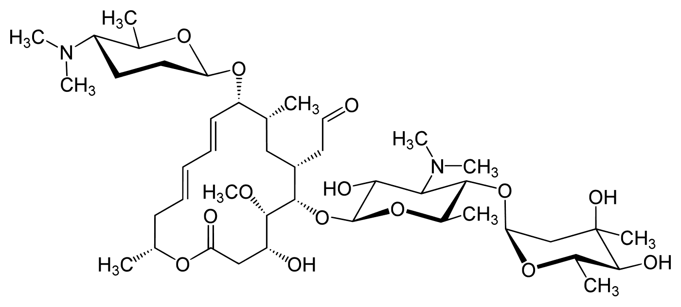Fórmula estrutural da espiramicina.
